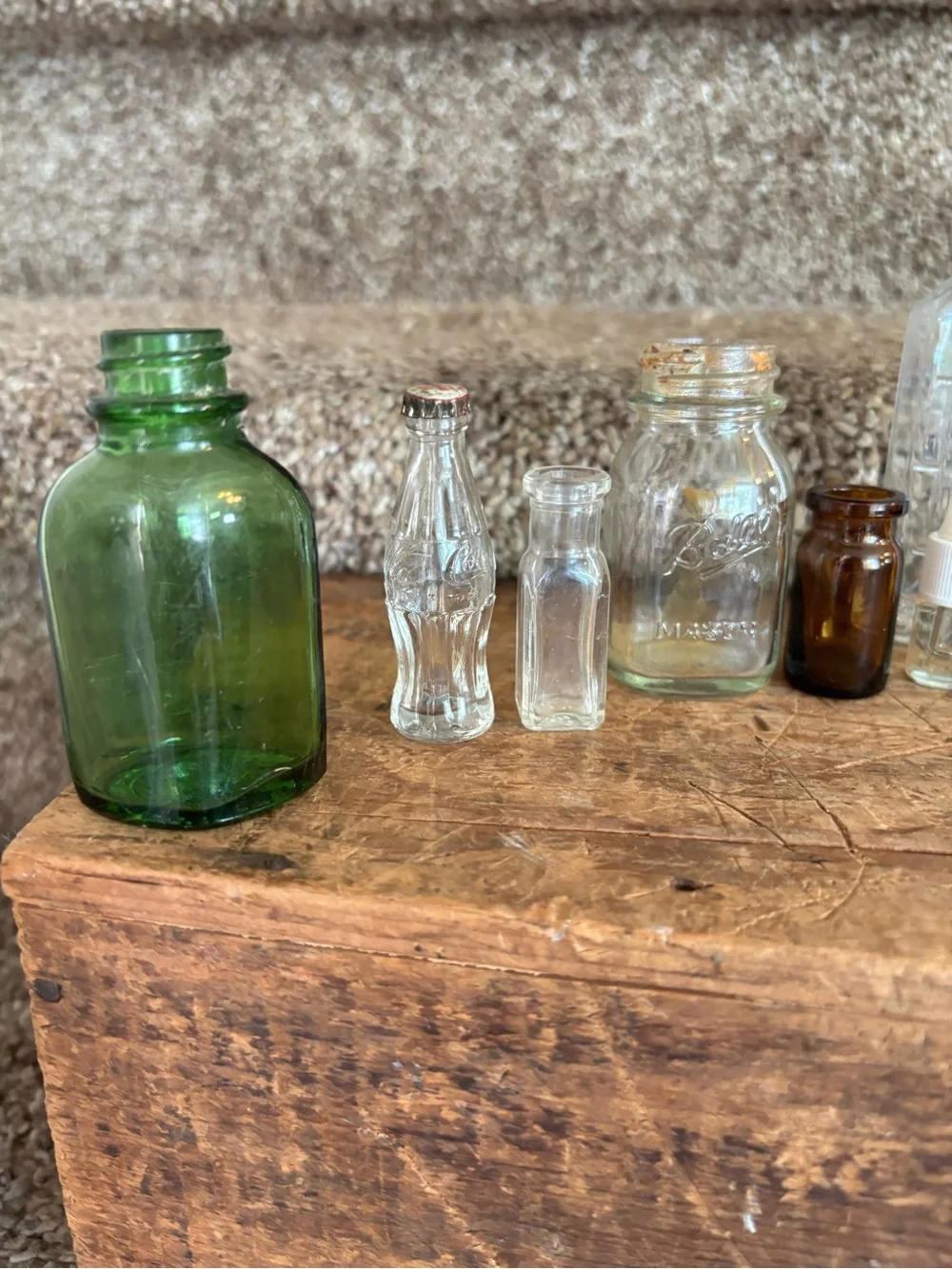 Vintage Clear Glass Apothecary Bottles Set - Clear and Amber